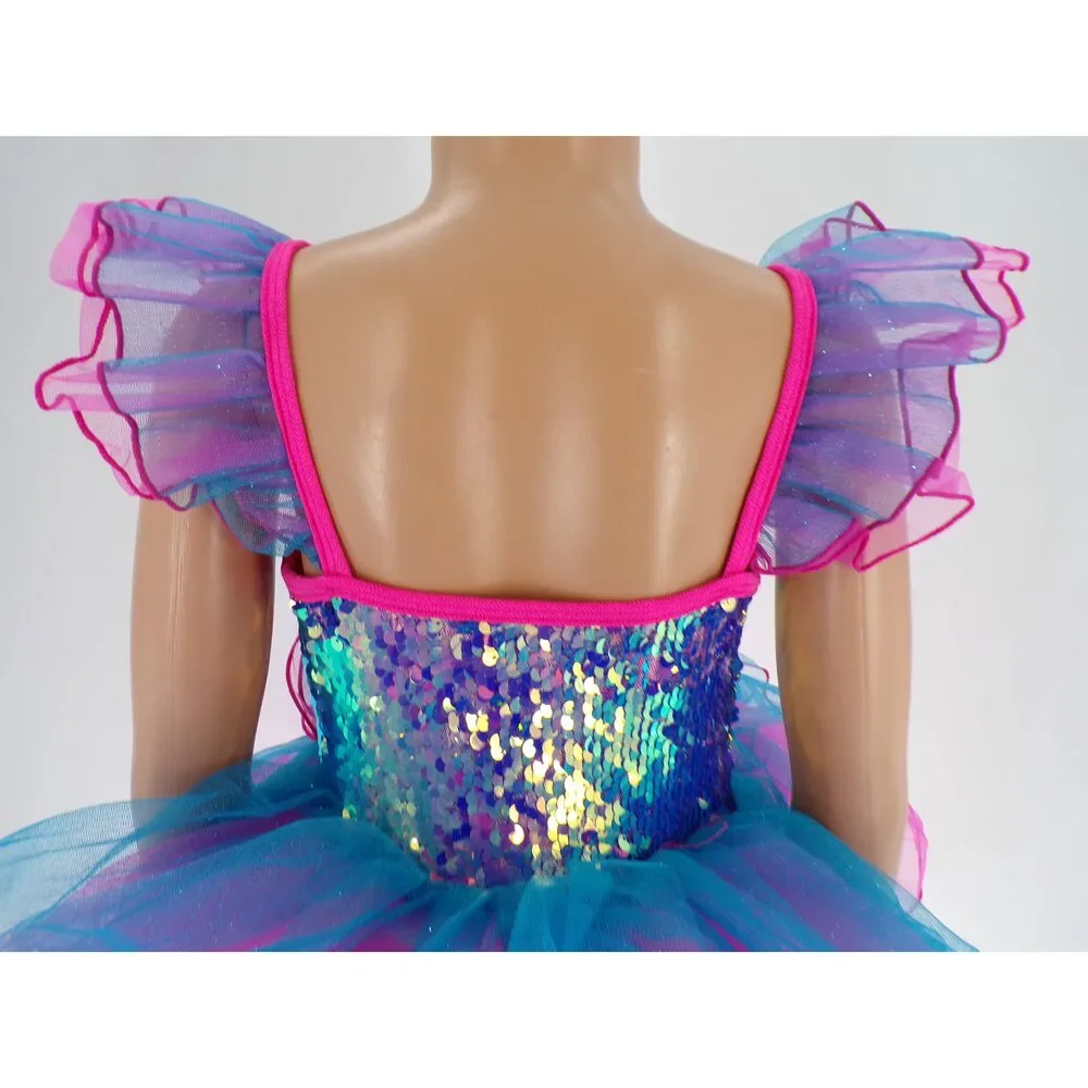 Pre-Owned Dance Costume Curtain Call E2320 XS Child Pink Sequin Jazz Sequin